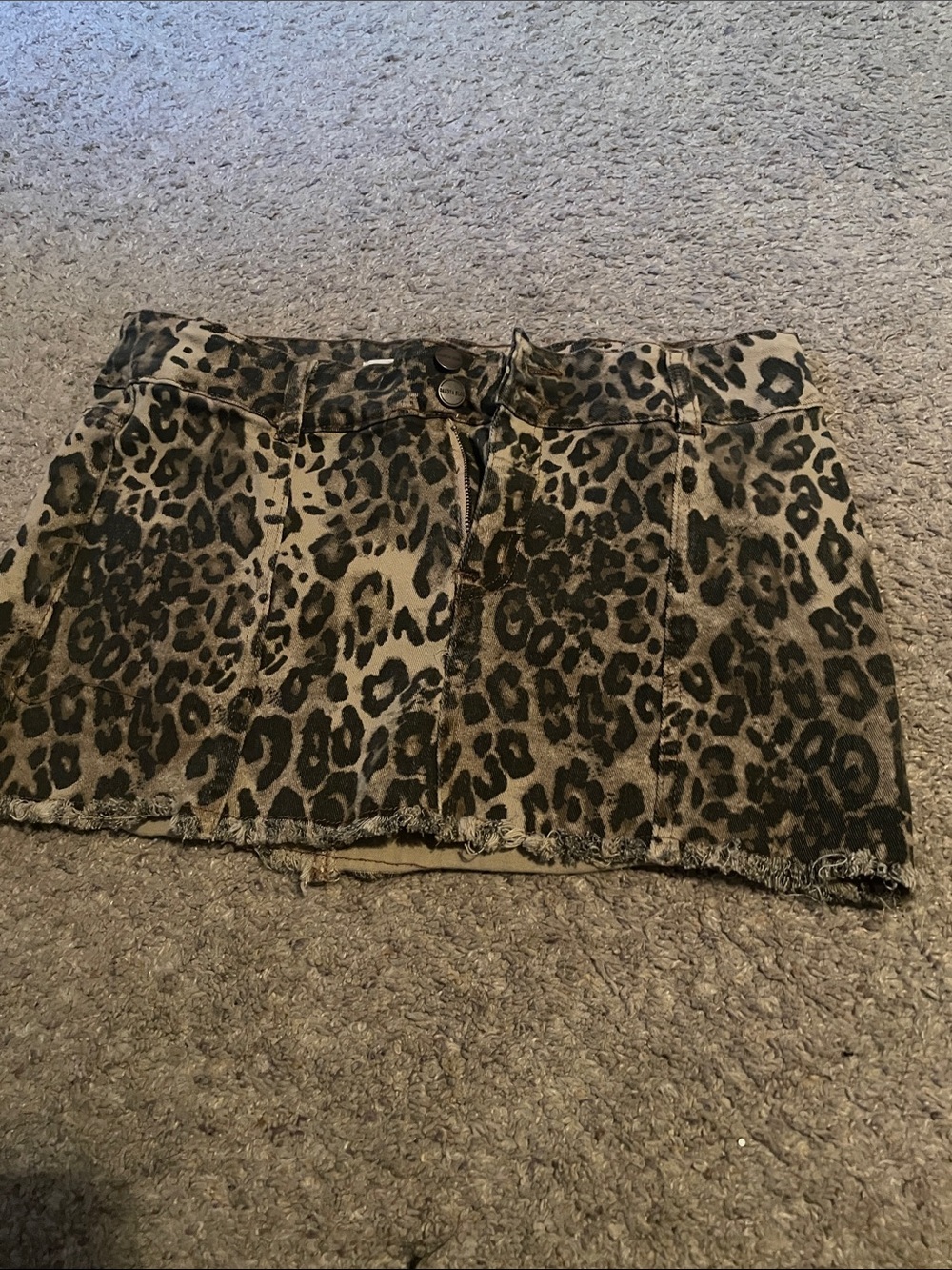 Leopard Print Mini Skirt - Brown